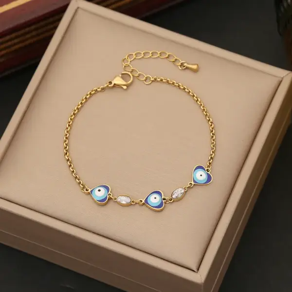 PVD Coated 18K Gold Real Gold Plated Devil'S Eye Stainless Steel Luxurious Waterproof Non Tarnish 304 Stainless Steel Bracelets