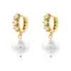 Wholesale 1 Pair Casual Elegant Round Plating Inlay Copper Pearl Zircon 18K Gold Plated Drop Earrings