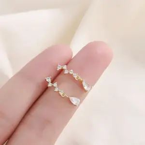 Wholesale Fashion Water Droplets Copper Plating Rhinestones Drop Earrings 1 Pair
