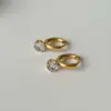 Wholesale 1 Pair Lady Round Titanium Steel Plating Inlay Zircon 18k Gold Plated Earrings
