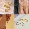 Fashion Titanium Steel Geometric Pattern Hoop Earrings For Women, Non-Fading Simple Design Ear Jewelry, Basic Ear Clips