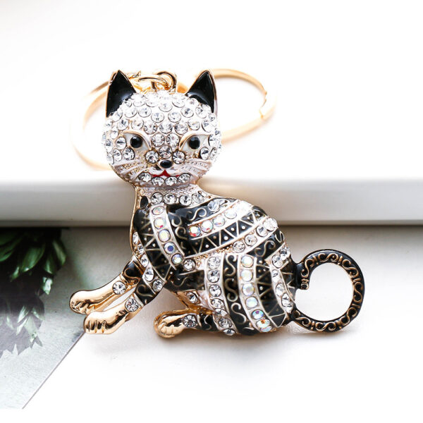 oly-dc11abbe084e3cbab7ddaf4b0a821961 Wholesale New Color Diamond-Encrusted Cartoon Cat Creative Metal Keychain Pendant Car Pendant Factory Direct Supply Small Gifts