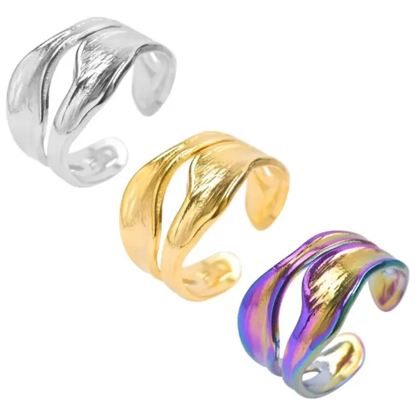 PVD Coated Real Gold Plated 18K Gold Geometric 304 Stainless Steel Simple Style Waterproof Non Tarnish Open Ring