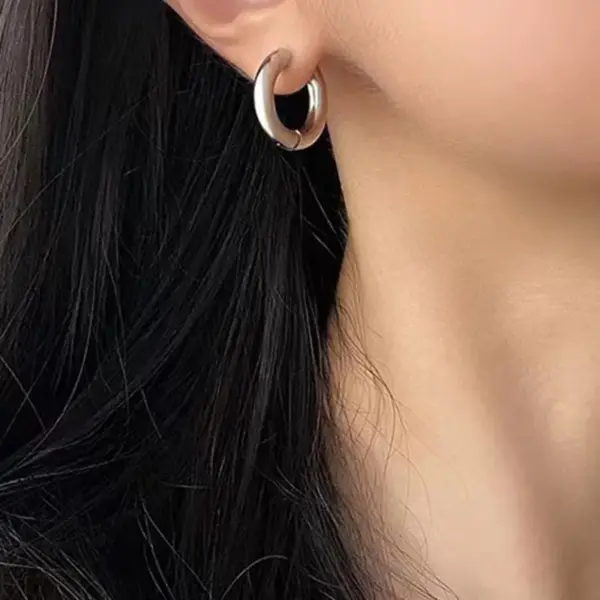 PVD Coated Real Gold Plated Circle Stainless Steel Waterproof Non Tarnish 304 Stainless Steel Earrings