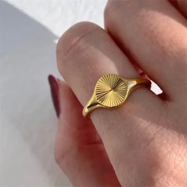 Wholesale PVD Coated 14K Gold Real Gold Plated Geometric Stainless Steel Fashion Waterproof Non Tarnish Rings
