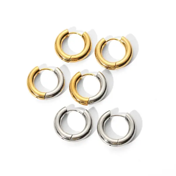 PVD Coated Real Gold Plated 18K Gold Color Block Solid Color 201 Stainless Steel IG Style Waterproof Non Tarnish Hoop Earrings