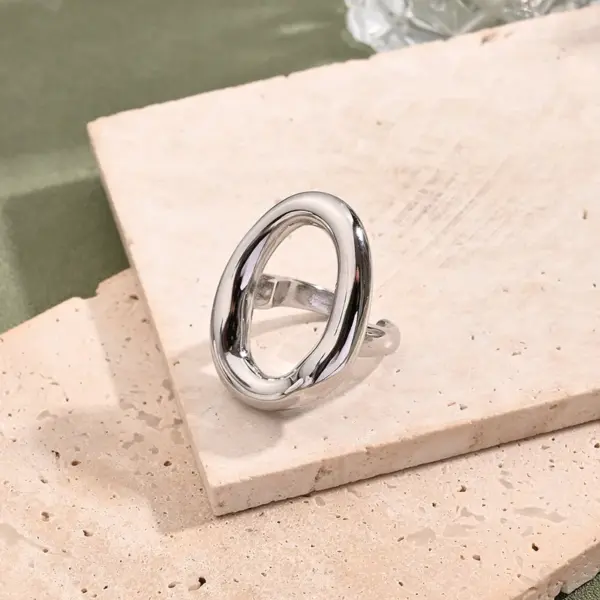 Wholesale Jewelry Casual Simple Style Sun Oval 304 Stainless Steel 18K Gold Plated Polishing Rings