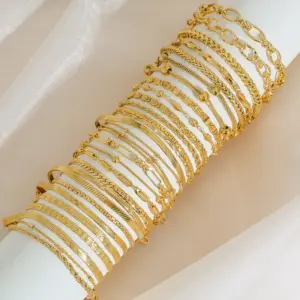 Wholesale Simple Style Geometric 304 Stainless Steel Paperclip Chain Snake Chain Chain Bracelet In Bulk