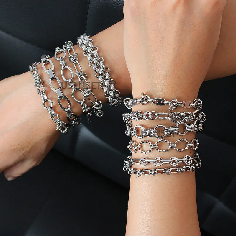 Wholesale Simple Style Geometric 667 Stainless Steel Stainless Steel Bracelets In Bulk