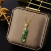Wholesale PVD Coated Real Gold Plated Bamboo Stainless Steel Chinoiserie Waterproof Non Tarnish Pendant Necklace