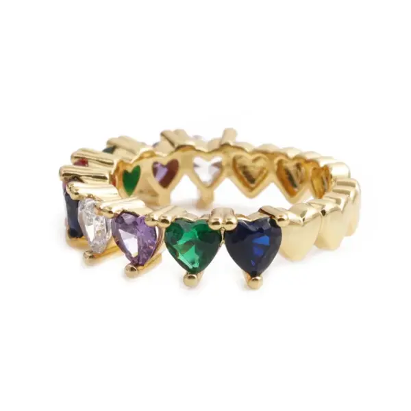 Wholesale Fashion Heart-shaped Copper Inlaid Zircon Ring Wholesale