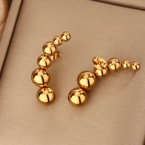 Ion Plating (IP) 18K Gold Plated Beads Solid Color 304 Stainless Steel Classic Style Waterproof Non Tarnish Ear Studs