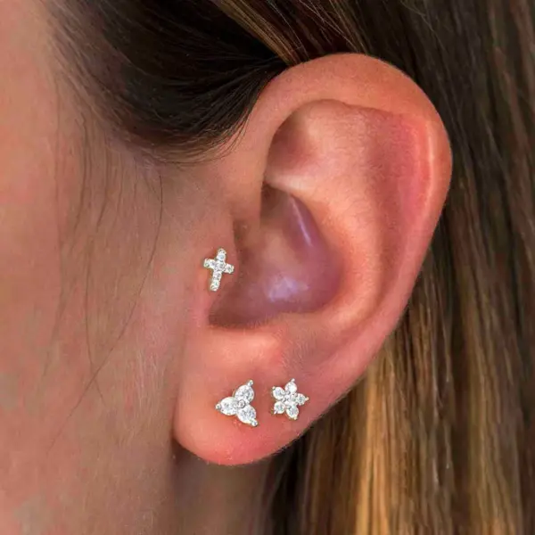 Fashion Flower Snake Butterfly Copper Plating Inlay Zircon Ear Studs 1 Piece