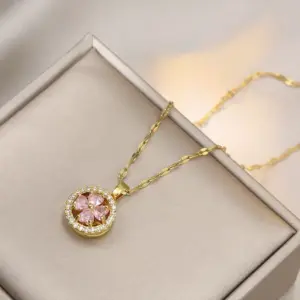 X0060 Gold Pink Fortune Necklace