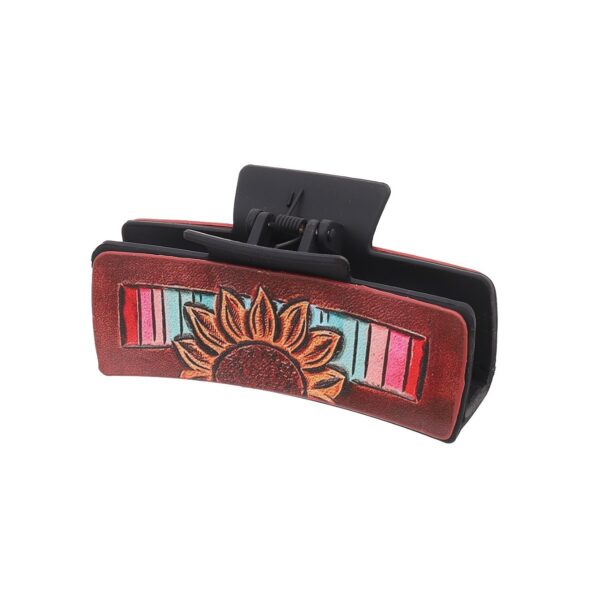 Wholesale Cross-border Western Wind Denim Wind Sunflower Leather Hairpin Women's Shark Clip Grab Clip Amazon AliExpress