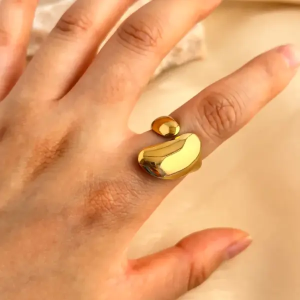 PVD Coated Real Gold Plated 18K Gold Geometric 201 Stainless Steel Casual Retro Simple Style Waterproof Non Tarnish Open Rings