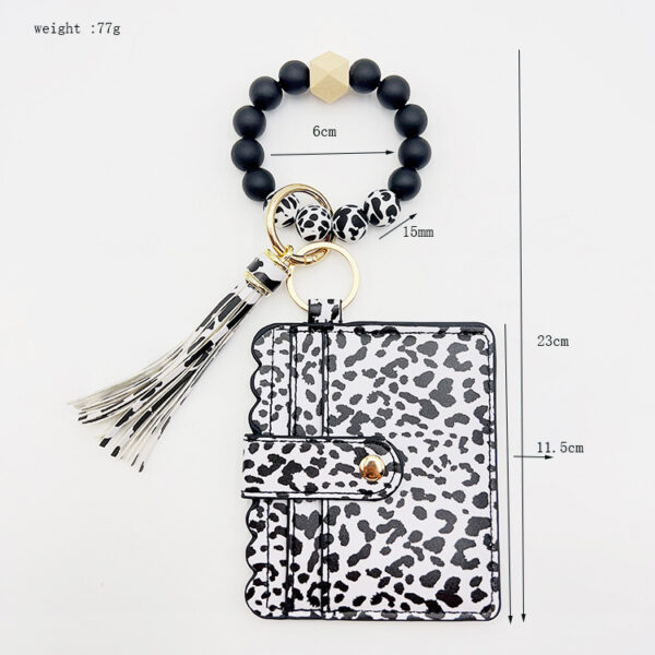 Wholesale Leopard Card Bag Silicone Beads Bracelet Tassel Keychain