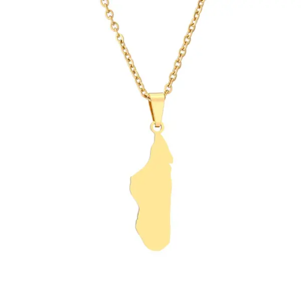 Wholesale Water Plating 18K Gold Plated Map Stainless Steel Ethnic Style Simple Style 304 Stainless Steel Pendant Necklace Long Necklace