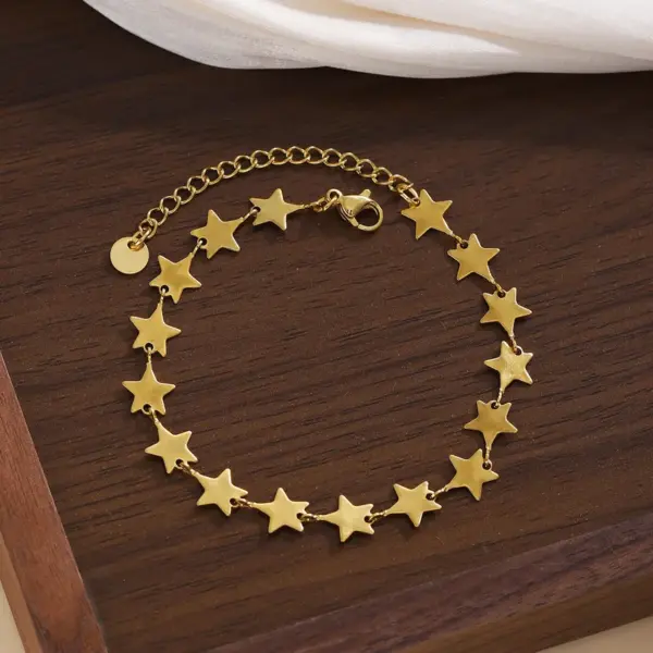 304 Stainless Steel ABS Star PVD Coated Stone-Free 18K Gold Plated Casual Cute Preppy Style Handmade Chain Bracelets Earrings Necklace
