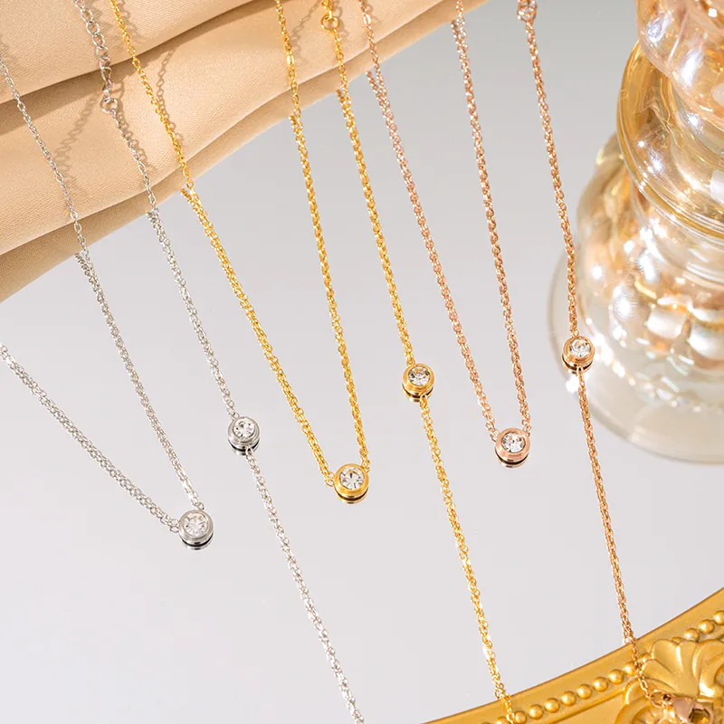 Wholesale Ion Plating (IP) 18K Gold Plated Round 304 Stainless Steel Elegant Glam Luxurious Waterproof Non Tarnish Bracelets Necklace