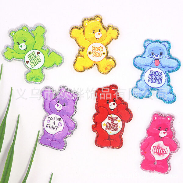 Wholesale Cartoon Cute Rainbow Personality Bear Bag Jewelry Acrylic Flatback OLY Exclusive