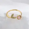 Wholesale Fashion Star Fish Tail Copper Gold Plated Zircon Open Ring 1 Piece