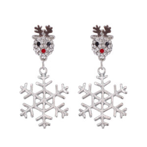 10. Silver elk snowflake earrings