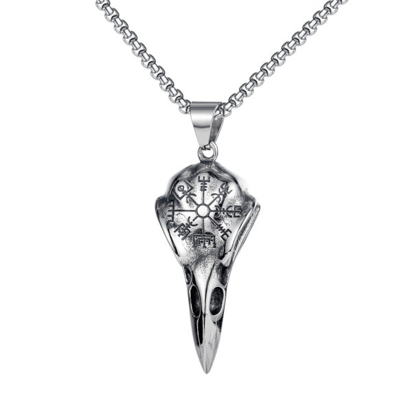 oly-dc5cc679a7cd12e887e4fb2a1c827a72 Wholesale Cross-border Explosions Nordic Retro Crow Skull Viking Stainless Steel Necklace Punk Skull Eagle Pendant for Men