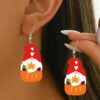Wholesale Leather Earrings for Fall Thanksgiving: Little Gnome Pumpkin Leather Earrings
