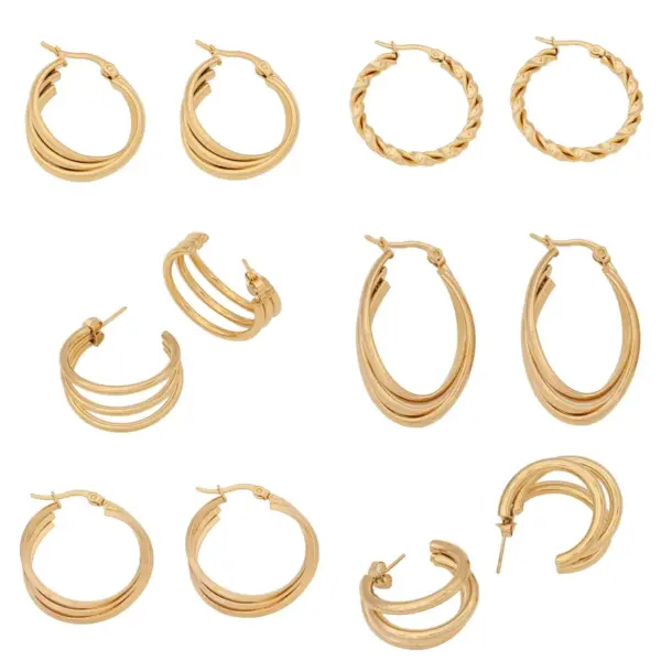 Wholesale PVD Coated 18K Gold Real Gold Plated C Shape Stainless Steel Commute Waterproof Non Tarnish Hoop Earrings Ear Studs