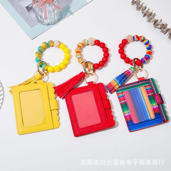 Wholesale Bracelet Leather Clip WalletCard Holder Keychain
