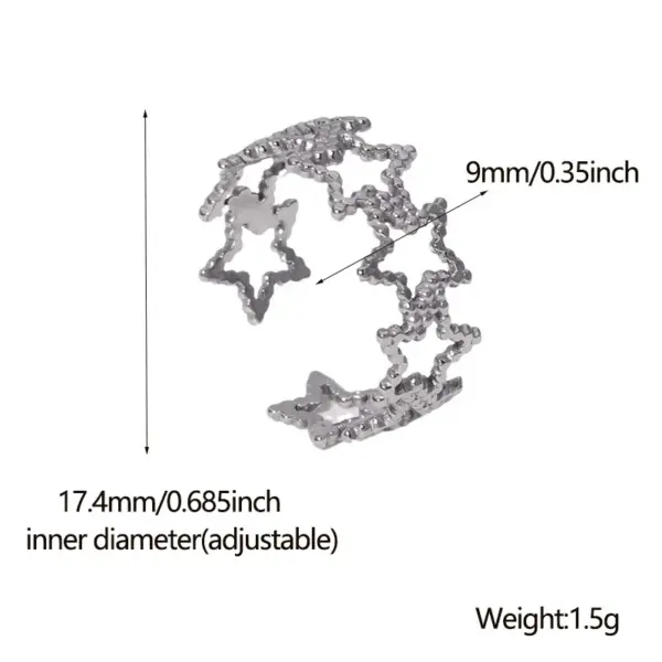 PVD Coated Real Gold Plated 18K Gold Pentagram Star 304 Stainless Steel Modern Style Simple Style Waterproof Non Tarnish Open Rings