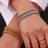 Wholesale PVD Coated Real Gold Plated 18K Gold Round Titanium Steel Casual Simple Style Waterproof Non Tarnish Titanium Steel Bracelets