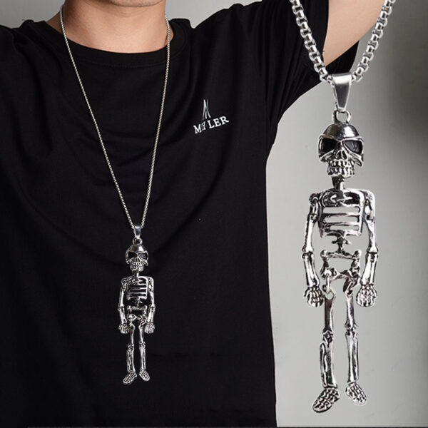 oly-dc7511383355c41188a5ea4153a97a06 Wholesale Cross-border Hot Halloween Skeleton Necklace Men's European and American Human Skeleton Pendant Friends Personality Trendy Cool Sweater Chain Ornaments for Women