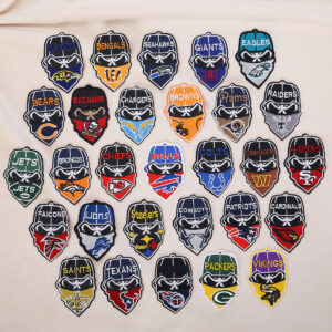 Wholesale Sports Embroidered Fabric Patch American Football Mask Embroidered Patch