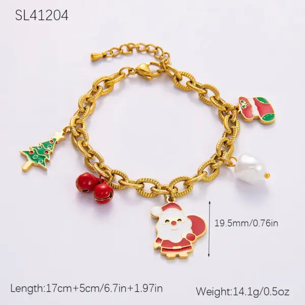 Wholesale Jewelry Christmas Classic Style Commute Christmas Tree Sled Elk 304 Stainless Steel Acrylic Artificial Pearls 18K Gold Plated Exy Plating Bracelets Earrings Necklace