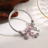 Wholesale Elegant Cute Round Butterfly Key 304 Stainless Steel Alloy Rhinestones Bangle In Bulk
