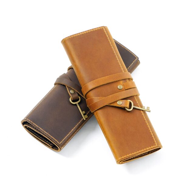 oly-dc7ad1d6769e3ba00046f62a7ce9e6ba Wholesale Top layer cowhide pen curtain crazy horse leather pencil case retro pencil case