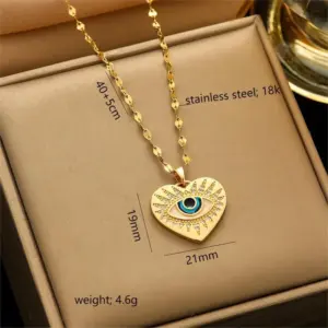 370 Heart-Shaped Eye Necklace-Gold