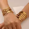 Wholesale PVD Coated Real Gold Plated 18K Gold Rectangle 304 Stainless Steel IG Style Simple Style Waterproof Non Tarnish 304 Stainless Steel Bracelets