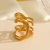 Wholesale Ion Plating (IP) 18K Gold Plated Geometric 304 Stainless Steel IG Style Simple Style Waterproof Non Tarnish Open Rings