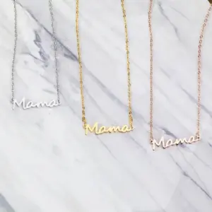 PVD Coated Real Gold Plated 18K Gold Letter 304 Stainless Steel Simple Style Waterproof Non Tarnish 304 Stainless Steel Pendant Necklace