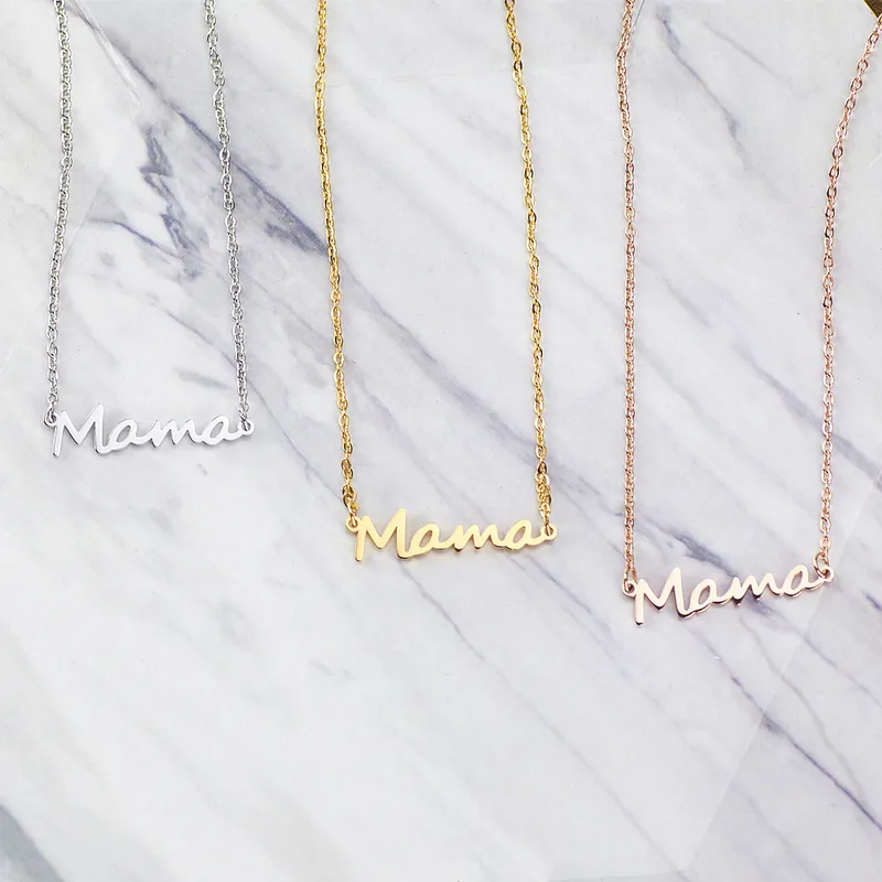 Wholesale PVD Coated Real Gold Plated 18K Gold Letter 304 Stainless Steel Simple Style Waterproof Non Tarnish 304 Stainless Steel Pendant Necklace