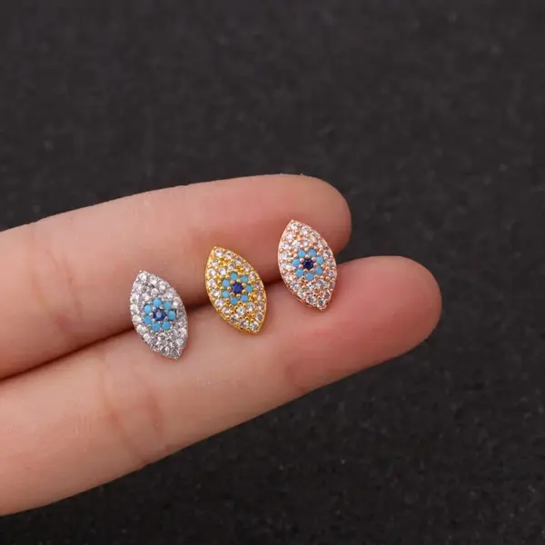 316L Stainless Steel Copper Zircon Ear Cartilage Rings & Studs Cartoon Character Waterproof Non Tarnish Surgical Steel Women'S