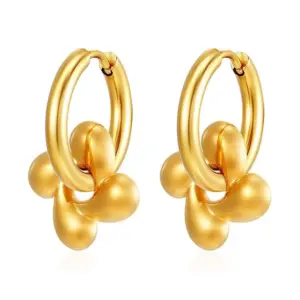 2.5*12 Simple Bracelet Rotating Four-Leaf Flower Golden Ear Clip