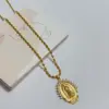 PVD Coated 18K Gold Plated Portrait Oval Stainless Steel Copper Classic Style Waterproof Non Tarnish 304 Stainless Steel Pendant Necklace