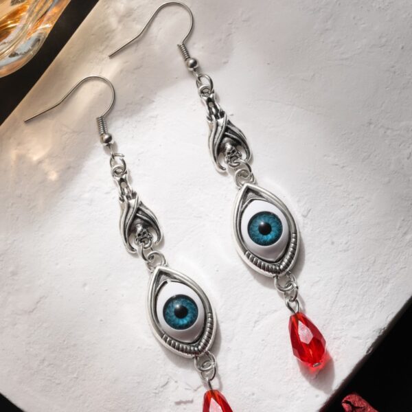 Wholesale Dark Gothic Devil's Eye Pendant Earrings Halloween Party Long Tassel Earrings