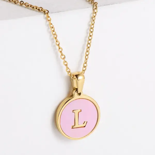 Wholesale PVD Coated 18K Gold Plated Letter 304 Stainless Steel Fashion Waterproof Non Tarnish 304 Stainless Steel Pendant Necklace