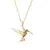 Wholesale Simple Style Bird Copper Inlay Zircon Pendant Necklace