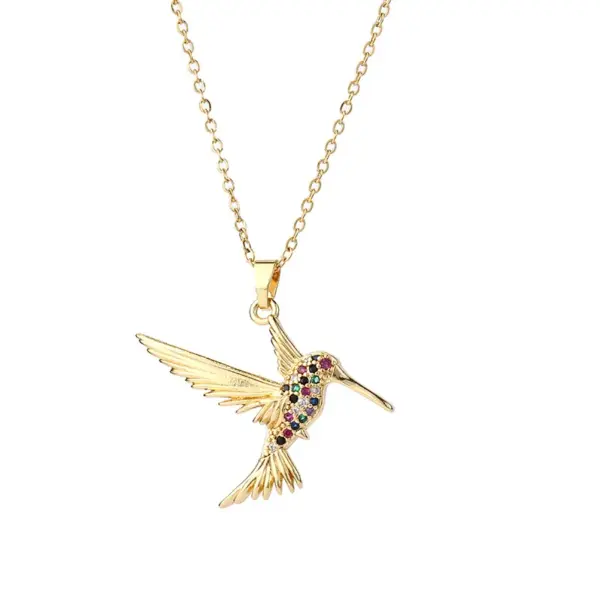 Wholesale Simple Style Bird Copper Inlay Zircon Pendant Necklace